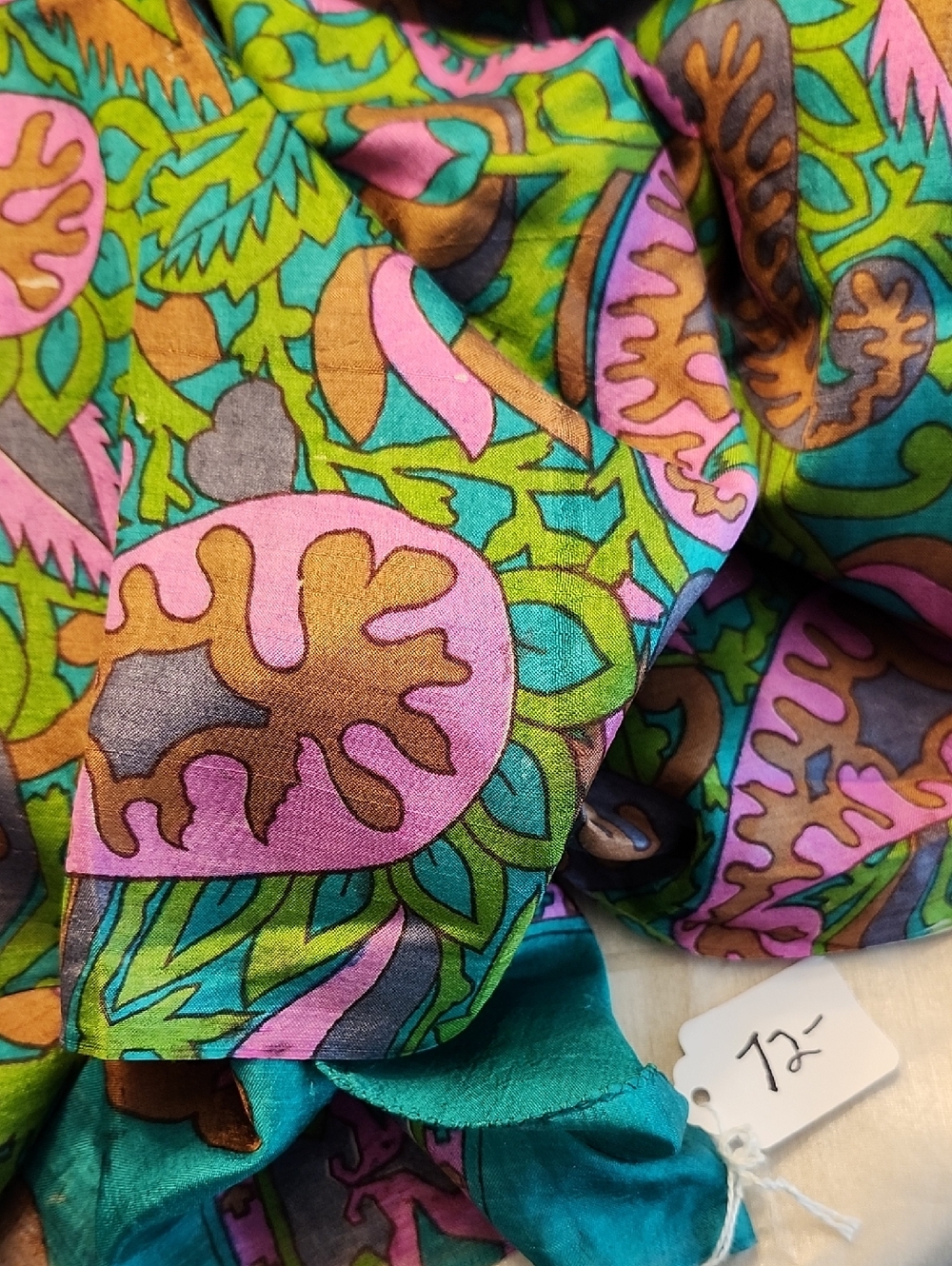 Vintage & New Gorgeous Silk Dupatta from India (Paisley Floral Wrap), $60 - Picture 8 of 11